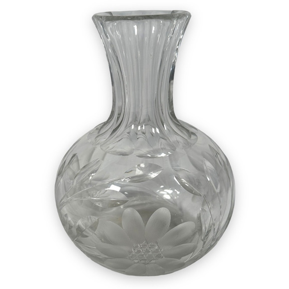 Antique American Brilliant Cut Glass Pitcher Carafe Decanter Floral Etched ABP - Picture 4 of 10